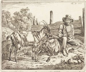 Pásztorfiú két kecskével alkotó: Johann Adam Klein