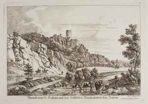 Szent Ilona és a Rauhenstein vár látképe Baden közelében alkotó: Johann Adam Klein