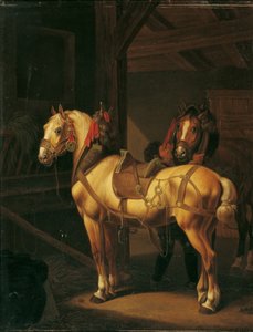 Két igásló az istállóban alkotó: Johann Baptist Michael Dallinger von Dalling