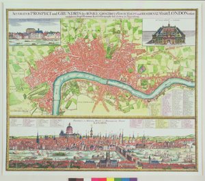 London légi térképe és kilátás a Temzére a South Bank felől, St. Paul