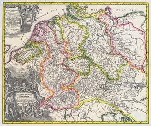 Németország vízrajzi térképe, 1720 körül (metszet)