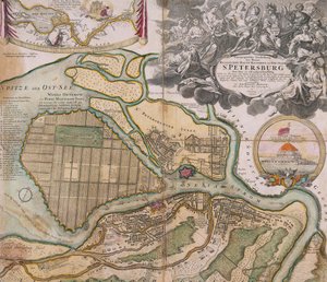 Petersburg térképe Szentpétervár főterv, kb. 1718-1719