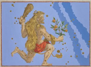 Herkules csillagkép Oroszlánbőr, Johann Bayer "Uranometria" című művéből, Alexander Mair (1559-1616) metszete 1603 (kézzel színezett rézmetszet).