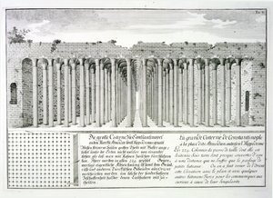 Ciszterna a Hippodrome alatt, Konstantinápoly, Törökország, a "Történelmi építészet tervezése", 1721 alkotó: Johann Bernhard Fischer von Erlach