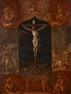 A keresztre feszített Jézus és hét bibliai jelenet alkotó: Johann Carl von Reslfeld