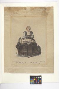 Schneckenweib Or Vendeuse Des Escargots (Csigaárus) (kézzel színezett rézkarc) alkotó: Johann Christian (after) Brand