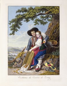 Jelmezek Zoug kantonból, 1819 alkotó: Johann Christian Reinhardt