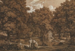 Árkádiai táj három alakkal egy tónál, 1792.