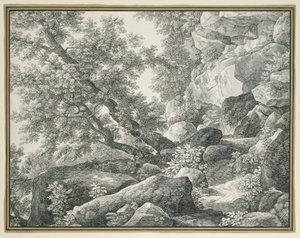 Sziklás táj fákkal alkotó: Johann Christian Reinhart