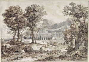 Klasszikus táj Leonidász-emlékművel alkotó: Johann Christian Reinhart
