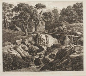 Táj malomkerékkel alkotó: Johann Christian Reinhart