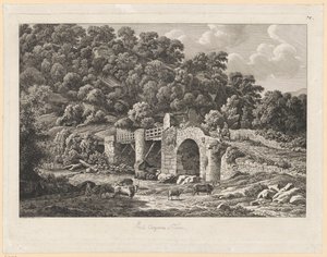 Tájkép - Ponte Aquoreo Tivoliban alkotó: Johann Christian Reinhart