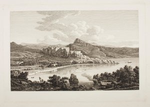 Karthaea romjainak látképe Keos szigetén alkotó: Johann Christian Reinhart