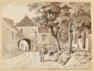 A régi oszlop Oberdöblingben, a Westerhauser-ház mellett alkotó: Johann Christoph Erhard