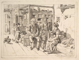 A kályha körül ülő zsidó család alkotó: Johann Christoph Erhard