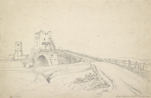A Ponte Salario Róma közelében, 1821 (grafit törtfehér papíron)