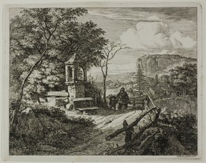 Wood Gatherer with a Boy, plate two from Die zwei grossen Landschaften mit den Betsäulen   1289800   hu       hungarian Successfully Translated  Original: Vissersvrijage Translat: 