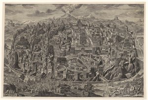 Jeruzsálem madártávlati áttekintő térképe Krisztus szenvedésének ábrázolásával alkotó: Johann Daniel Herz (I)