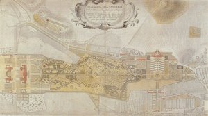 A potsdami Sanssouci Frederician Park terve, 1772 alkotó: Johann David Schleuen