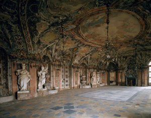 Kilátás a Weissenstein-kastély Nagy Szalonjára, Johann Dientzenhofer építész (1663-1726) 1714 Pommersfelden, Németország alkotó: Johann Dientzenhofer