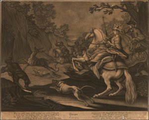 Ca. 1770 Európa allegorikus metszete