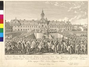 II. Leopold császár koronázása magyar királlyá Pozsonyban 1790. november 15-én.
