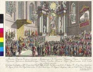 II. Leopold császár koronázása magyar királlyá Pozsonyban, 1790. november 15-én (rézmetszet)