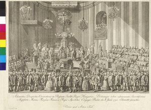 Mária Terézia császárné magyar királynővé koronázása 1792. június 10-én Budapesten.