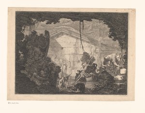 Építészet Capriccio figurákkal alkotó: Johann Ferdinand Hetzendorff von Hohenberg