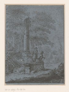 Táj romokkal és két figurával alkotó: Johann Friedrich Alexander Thiele