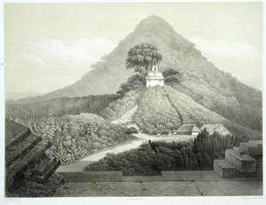 Festői kilátás a Palenque-i Kereszt templománál, 20-as tábla az „Ancient Monuments of Mexico”-ról, Hubert Clerget (1818-99) metszetével, 1866