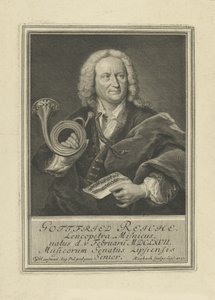 Gottfried Reiche trombitás és zeneszerző portréja 1667-1734, 1727. alkotó: Johann Friedrich Rosbach