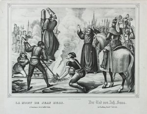 Jan Hus halála Konstanzban, a 19. század közepén... alkotó: Johann Friedrich Wentzel
