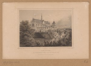 Kilátás a Hooglandse Kerkre Leidenben Leyden, De Hooglandsche kerk, a városból nézve (cím a tárgyon) alkotó: Johann Gabriel Friedrich Poppel