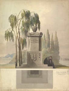 Tervezés egy sírhoz, Rothgeisser Nürnbergben Magassági és alaprajzi terv, 1826. alkotó: Johann Georg Dürschner