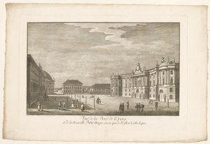 Kilátás a berlini Bebelplatzra, az Alte Bibliothekkel, a régi palotával és a Sint-Hedwigskathedraallal Kilátás a Place de l