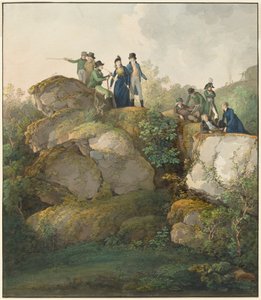 Királyi társaság csodálja a naplementét a Hesselberg hegy tetején alkotó: Johann Georg von Dillis