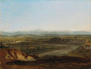 A Lech-völgy a Zugspitze látképével alkotó: Johann Georg von Dillis