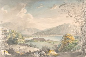 A tegernsee-i kolostor északkeleti felőli nézete, 18. század vége – 19. század közepe.