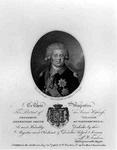 III. Frigyes Vilmos Frigyes (1770-1840), Wirtemburg örökös hercegének portréja, Peltro William Tomkins (1759-1840 körül) metszete, kiadó: P.W.Tomkins, 1796. augusztus 20.