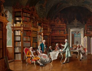 Könyvtári jelenet, 19. század vége (olaj, tábla)