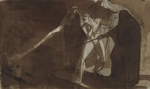 Macbeth és a három boszorkány. Illusztráció Shakespeare Macbeth című művéhez, IV,1