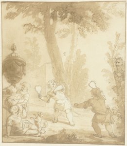 Allegorikus ábrázolás játszó gyerekekkel alkotó: Johann Heinrich Keller (II)