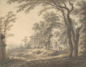 Idilli táj templommal, 1770.
