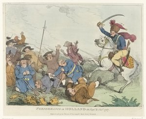 A show Előadás Hollandiában 1787. szept. és októberben (cím az objektumon) Négy angol rajzfilm a Patriotsról 1787-ben (sorozat címe) alkotó: Johann Heinrich Ramberg