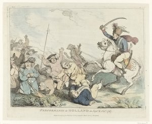 A show Előadás Hollandiában 1787. szept. és októberben (cím az objektumon) Négy angol rajzfilm a Patriotsról 1787-ben (sorozat címe) alkotó: Johann Heinrich Ramberg