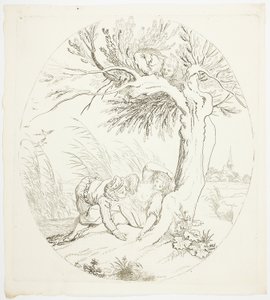 Észrevétlen férfi kémkedett fekvő szerelmesek után alkotó: Johann Heinrich Ramberg