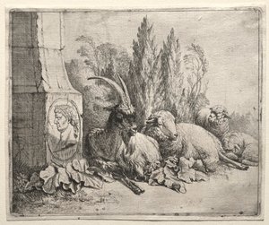 Mellszobor egy piramis alján alkotó: Johann Heinrich Roos