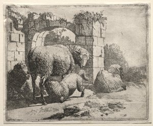Birkák egy boltív romjai mellett, 1665. alkotó: Johann Heinrich Roos