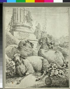 Juhok egy oszlop lábánál alkotó: Johann Heinrich Roos